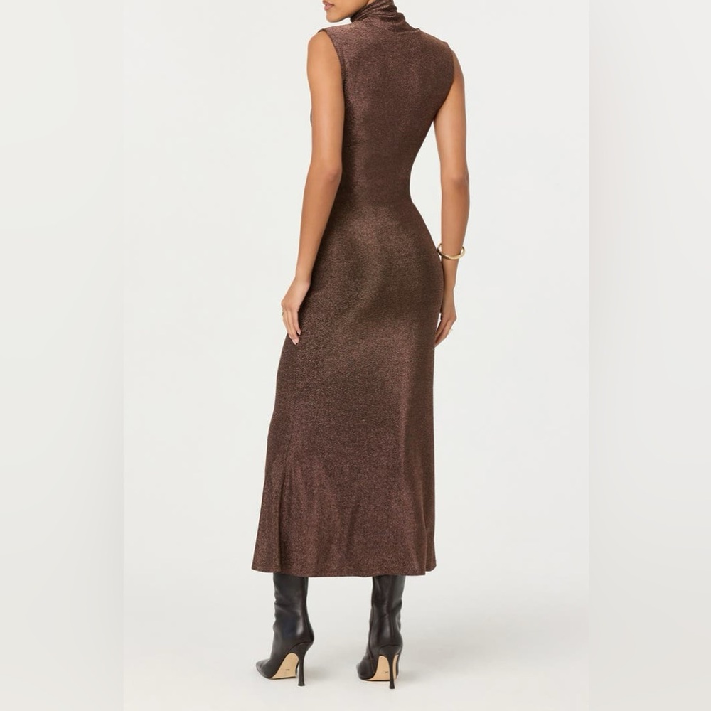 ASTR  the Label Riana Metallic Elegant‎ Brown Sleeveless Dress - Picture 5 of 16